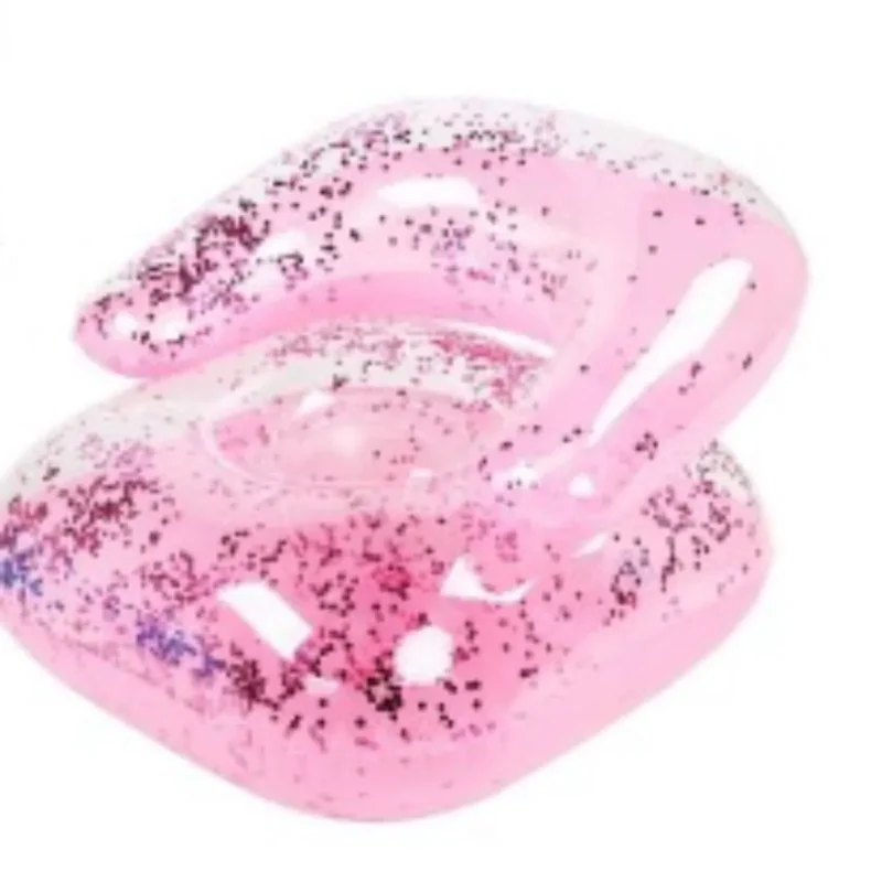 Sun Squad Pink Glitter Inflatable Chair, 26"L x 22"W x 16"H, perfect for bedrooms, dorms, or pools.