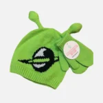 Green alien hat and mittens toddler Halloween costume. Soft fleece, perfect for trick-or-treating!