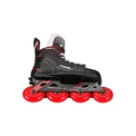 Black/Red Tour Q91 adjustable inline and roller hockey skates, sizes 13-3, providing ankle support and smooth rolling.