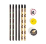 U Brands 9ct Pencil Patch Throwback Set: 6 pencils, 1 sharpener, 2 erasers. Perfect for school, work, or art!