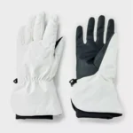 Off-white All in Motion waterproof ski mittens, size L/XL, with adjustable wrist strap and textured palm for superior grip.