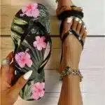 Women's comfortable bohemian floral print flip flops, perfect for summer. Shop now!