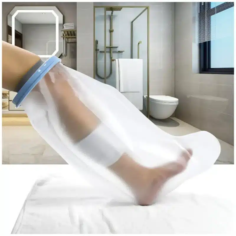 waterproof cast bandage protector for shower and bath waterproof cast bandage protector with watertight seal reusable waterproof cast bandage protector easy on/off waterproof cast bandage protector keeping dressings dry compact waterproof cast bandage protector travel-friendly