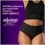 Always pads product packaging front image Always pads close-up showing absorbent layers Always pads size and absorbency chart Always pads discreet carry in handbag lifestyle Always pads eco-friendly packaging details