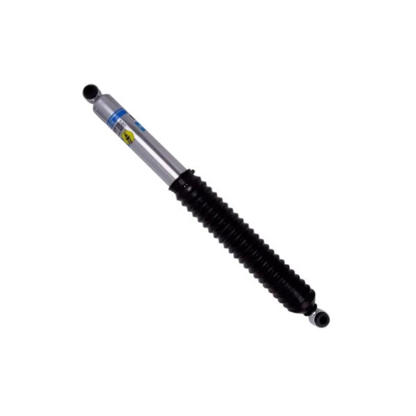 Bilstein shock absorber close-up front view Bilstein shock absorber installed on vehicle suspension Bilstein shock absorber packaging and components Bilstein shock absorber detail of mounting hardware Bilstein shock absorber premium performance build