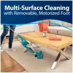 Bissell vacuum cleaning hardwood floors Bissell vacuum close-up of suction head Bissell vacuum lightweight design side view Bissell vacuum removing dust from carpet Bissell vacuum easy-to-empty dust container