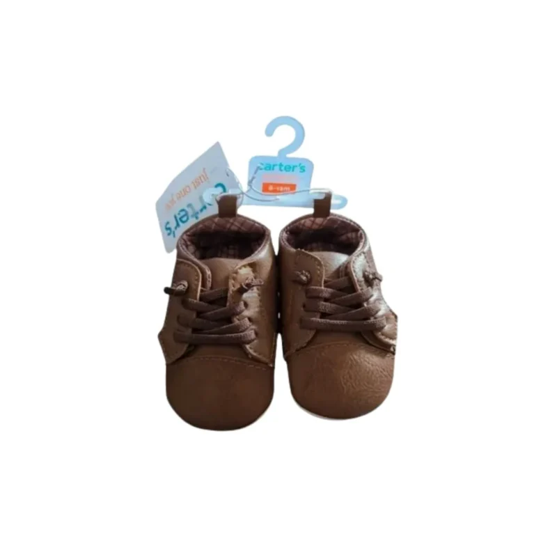 Brand new Carter's Just One You baby sneakers in brown, perfect for your little one's tiny feet.