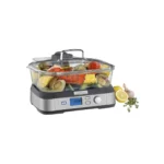Cuisinart kitchen appliance on countertop Cuisinart kitchen appliance close-up controls Cuisinart kitchen appliance compact design side view Cuisinart kitchen appliance in use for meal prep Cuisinart kitchen appliance unboxed view