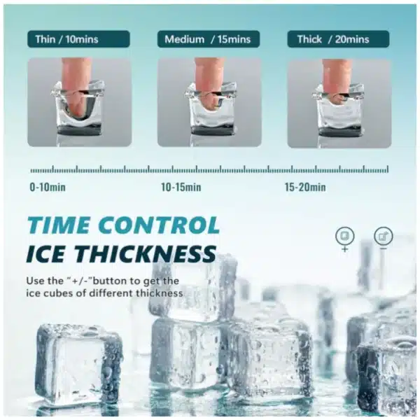 EUHOMY ice maker countertop unit producing fresh ice EUHOMY ice maker portable design for kitchen or RV EUHOMY ice maker close-up of control panel and basket EUHOMY ice maker compact home appliance on countertop EUHOMY ice maker in office breakroom by beverage station