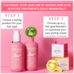 Two pink bottles of Function of Beauty's customizable curl cream for curly hair, formulated with Moringa oil.