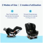 Graco Extend2Fit Convertible Car Seat rear-facing view Graco Extend2Fit Convertible Car Seat forward-facing 4–65 lb Graco Extend2Fit Convertible Car Seat 2-in-1 design, Titus Graco Extend2Fit Convertible Car Seat buckle and padding close-up Graco Extend2Fit Convertible Car Seat installed in vehicle
