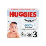 HUGGIES baby care essentials product hero image HUGGIES baby care gentle materials close-up HUGGIES baby care lifestyle photo with parent and baby HUGGIES baby care features and benefits snapshot HUGGIES baby care packaging front and size guide