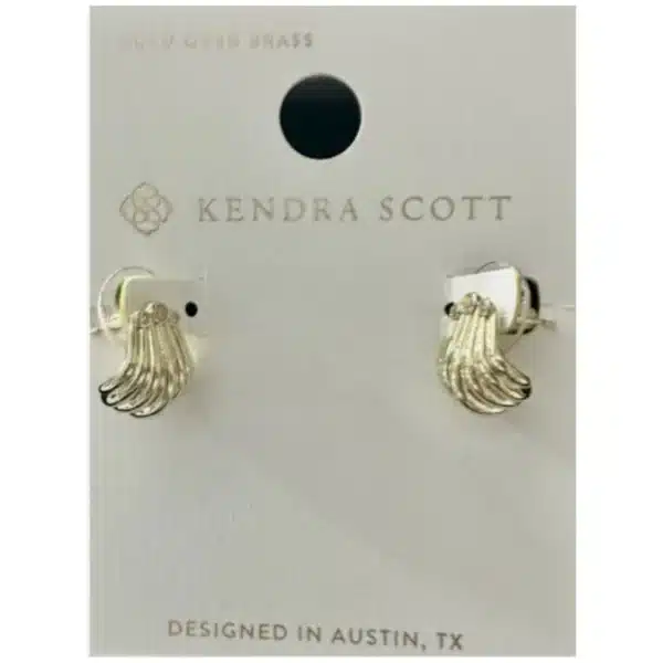 Kendra Scott jewelry close-up on eBay listing Kendra Scott jewelry product photo front view Kendra Scott jewelry detail shot of finish Kendra Scott jewelry scale reference on model Kendra Scott jewelry branded packaging view
