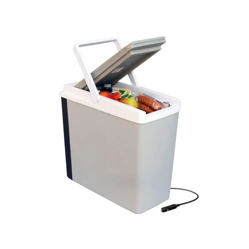 Koolatron cooler portable unit front view Koolatron cooler in a home or office setting Koolatron cooler compact design close-up Koolatron cooler packed for travel and road trips Koolatron cooler lifestyle scene at a picnic
