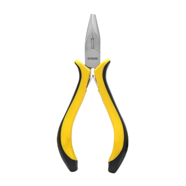 RTRMAX Black/Yellow Mini Long Nose Pliers with comfortable grip, ideal for electrical work and general use.