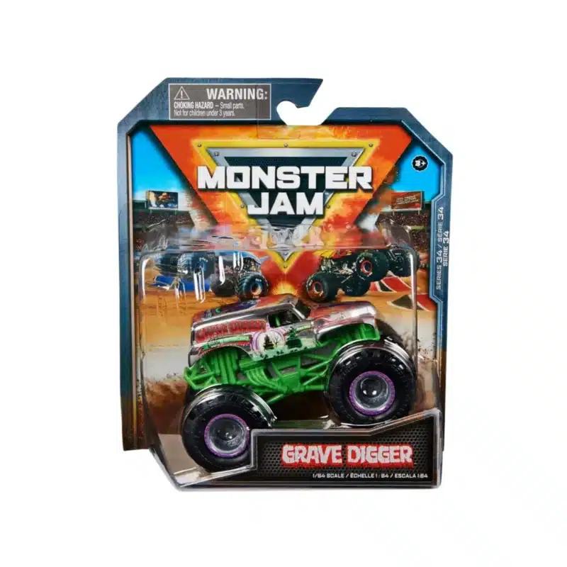 1:64 scale Grave Digger Monster Jam die-cast toy truck for kids.