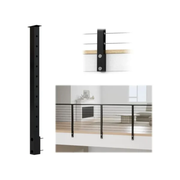 Muzata cable railing hardware installed on deck Muzata cable railing hardware for modern stairs Close-up of Muzata cable railing hardware components DIY setup using Muzata cable railing hardware Stainless finish on Muzata cable railing hardware