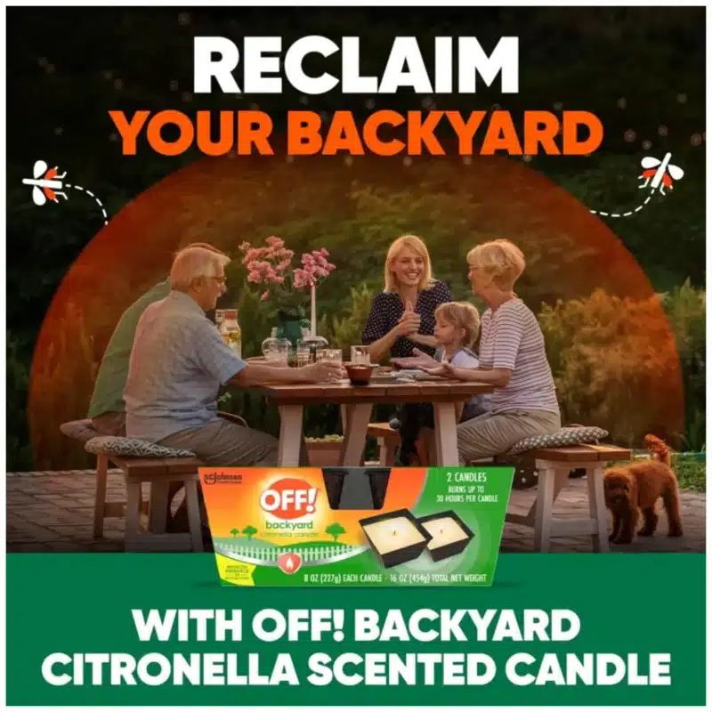 OFF! Backyard Citronella Scented Candle, Ambiance Enhancing Centerpiece, Burns for up to 25 Hours, 16 oz (Pack of 2)