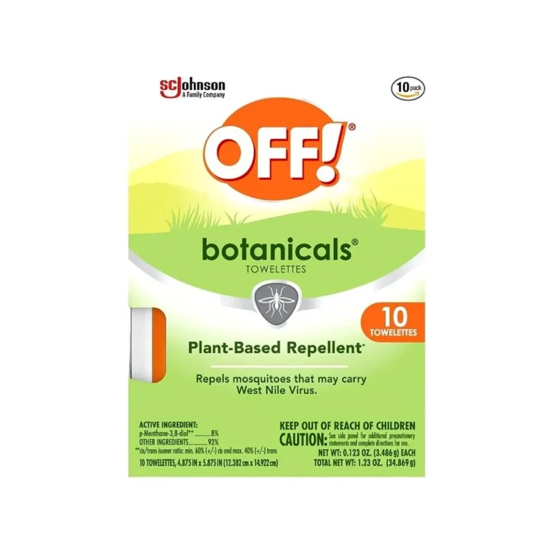 OFF! Botanicals Insect Repellent Wipes, Plant-Based Mosquito Repellent, 10 Count Individually Wrapped Wipes