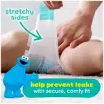 Pampers Baby Diapers package front showing branding Pampers Baby Diapers close-up of soft inner lining Pampers Baby Diapers leak protection design detail Pampers Baby Diapers easy-change diaper illustration Pampers Baby Diapers brand packaging on white background
