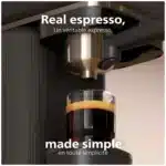 Philips Baristina Espresso Machine with 16-bar pump Philips Baristina Espresso Machine automatic grinder close-up Philips Baristina Espresso Machine black portafilter detail Philips Baristina Espresso Machine compact natural black design Philips Baristina Espresso Machine Cafe Crema shot at home