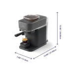 Philips Baristina Espresso Machine with 16-bar pump Philips Baristina Espresso Machine automatic grinder close-up Philips Baristina Espresso Machine black portafilter detail Philips Baristina Espresso Machine compact natural black design Philips Baristina Espresso Machine Cafe Crema shot at home