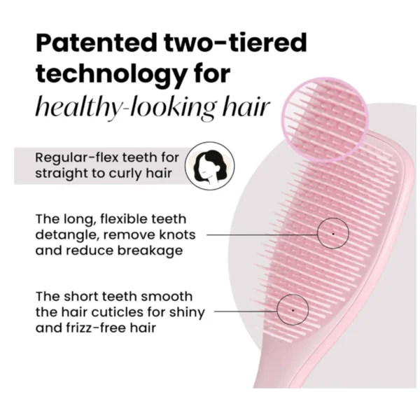 Millennial Pink Tangle Teezer Ultimate Detangler Brush effortlessly detangles wet or dry hair, reducing breakage.