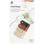vegan leather cable organizer by U Brands on desk vegan leather cable organizer for tidy charging cables vegan leather cable organizer closeup of stitching detail vegan leather cable organizer holding USB and power cords vegan leather cable organizer minimalist workspace accessory