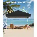 10'x10' Instant Pop Up Canopy Tent - Portable Waterproof Outdoor Shelter with UV Protection, Wheeled Carry Bag & Sandbags - for Camping, Beach, Parties, Backyard Events (blue)