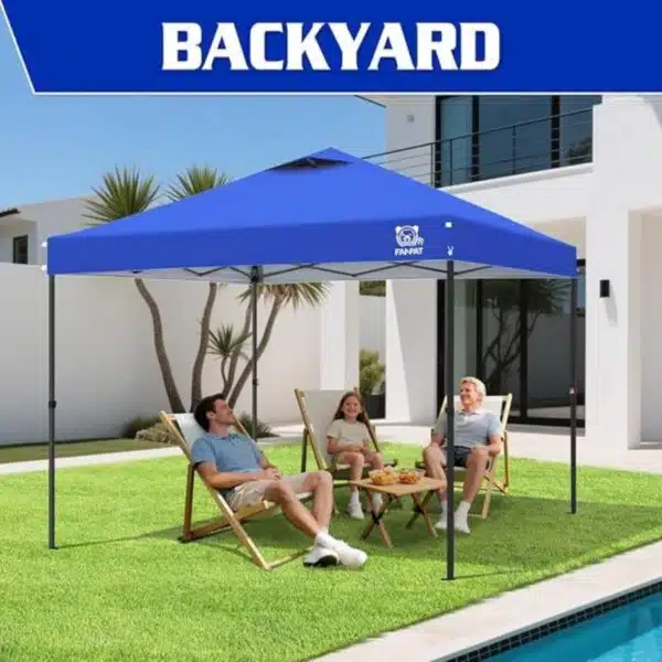 10'x10' Instant Pop Up Canopy Tent - Portable Waterproof Outdoor Shelter with UV Protection, Wheeled Carry Bag & Sandbags - for Camping, Beach, Parties, Backyard Events (blue)