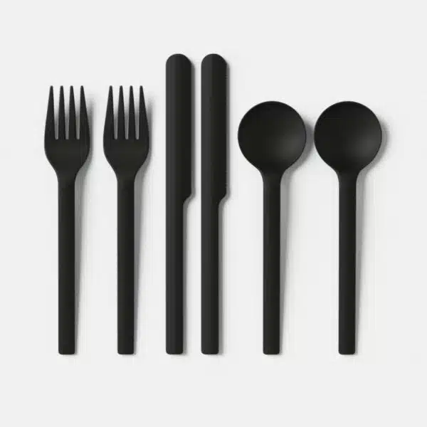 6pk Flatware Set Light Black - Room Essentials