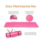 Basics 1/2 Inch Extra Thick Exercise Yoga Mat with Carrying Strap, Pink
