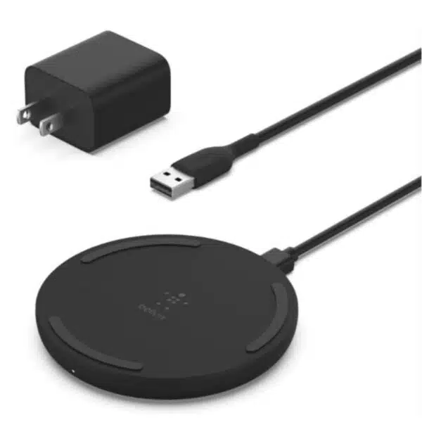 Belkin BoostCharge 15W Fast Wireless Charger Pad, with Included Wall Charger and Cable, Compatible with iPhone 13, 12, 11, Pro, Pro Max, Galaxy, Pixel and Other Qi Enabled Devices (Black)