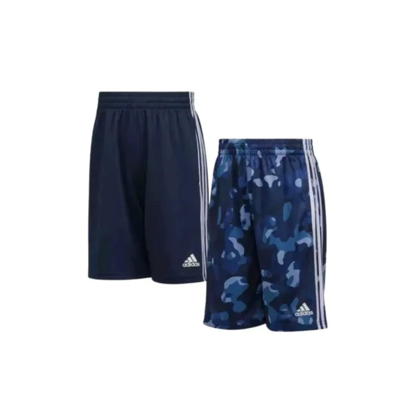 Boy's Adidas 2 Pack Active Shorts Size Small(8) Navy Blue White Camo