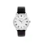 Bulova Mens Classic Quartz Watch 41mm Silver-Tone Stainless Steel Case Black Leather Strap with Silver-White Dial (96A133)