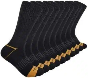 CATERPILLAR (CAT) - Performance Crew Length Socks - 8 to 12 Shoe Size -10 Pack (CA/US, Numeric, 10, 12, Regular, Regular, Black)