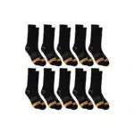 CATERPILLAR (CAT) - Performance Crew Length Socks - 8 to 12 Shoe Size -10 Pack (CA/US, Numeric, 10, 12, Regular, Regular, Black)