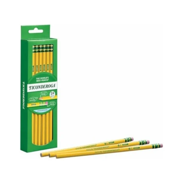 Dixon Ticonderoga Wood-Cased #2 HB Pencils, Box of 24, Yellow (13924)