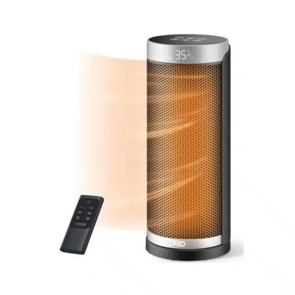 Dreo Space Heater for Indoor Use, 16 inch Portable Electric Heater with Remote for Bedroom, 1500W PTC Ceramic Fast Heating with Thermostat, Overheating &Tip-Over Protection, 70°Oscillating, 12H Timer