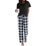 Ekouaer Women's Pajamas 2 Piece Pajama Sets Soft Short Sleeve Sleepwaer Ladies Lounge Sets Large Size