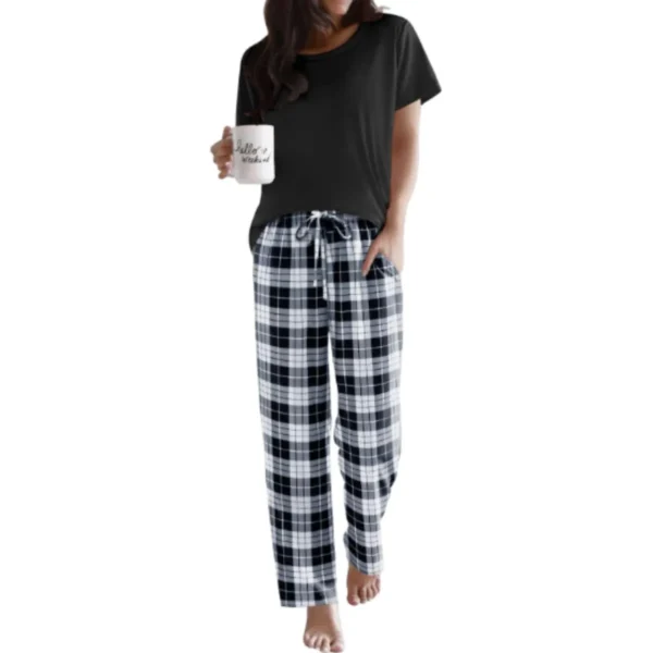Ekouaer Women's Pajamas 2 Piece Pajama Sets Soft Short Sleeve Sleepwaer Ladies Lounge Sets Large Size