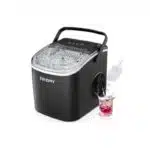 EUHOMY Countertop Ice Maker Machine with Handle, 26lbs in 24Hrs, 9 Ice Cubes Ready in 6 Mins, Auto-Cleaning Portable Ice Maker with Basket and Scoop, for Home/Kitchen/Camping/RV. (Black)