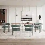 Farini Dining Chair Set of 2, Velvet Upholstered Accent Side Chair,Comfy Makeup Vanity Chairs, Dining Living Room Kitchen Chairs,Green