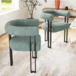 Farini Dining Chair Set of 2, Velvet Upholstered Accent Side Chair,Comfy Makeup Vanity Chairs, Dining Living Room Kitchen Chairs,Green