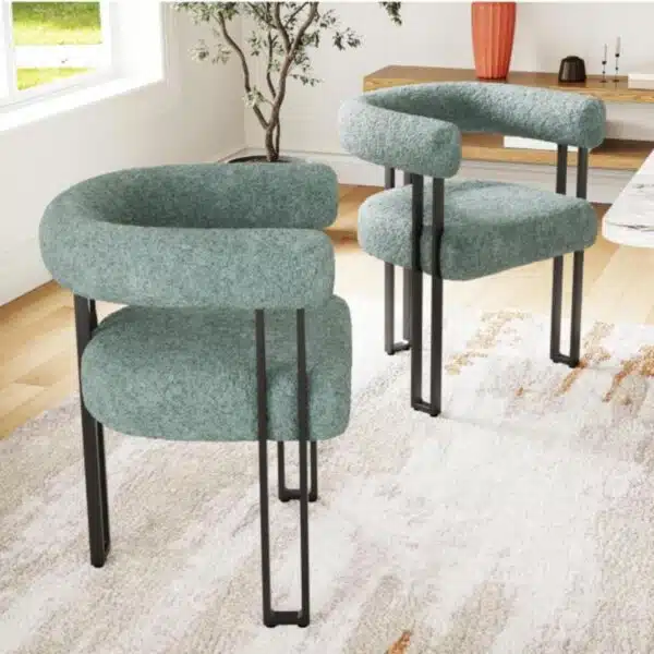 Farini Dining Chair Set of 2, Velvet Upholstered Accent Side Chair,Comfy Makeup Vanity Chairs, Dining Living Room Kitchen Chairs,Green