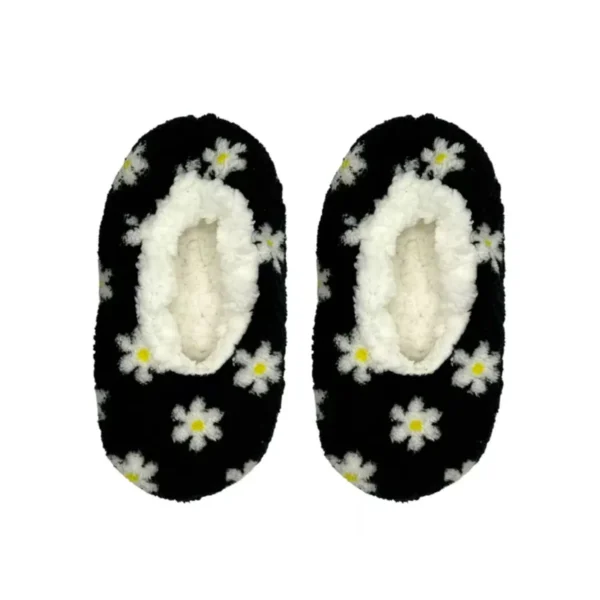 Girls Fuzzy Babba Daisy Flower Fuzzy Babba Slipper Socks