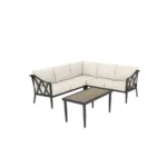 Hampton Bay Harmony Hill 3-Piece Outdoor Sectional with Almond Cushions