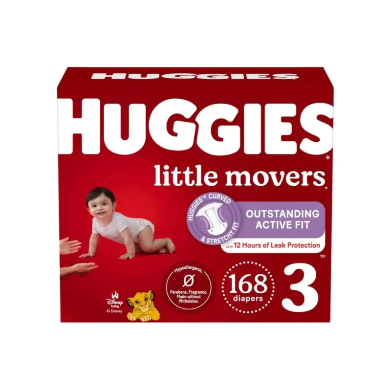 Huggies Size 3 Diapers: 168 Little Movers Baby Diapers, size 3 (16-28 lbs), packaging may vary