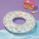 Inflatable Round Swim Tube Pool Float Inner Tube Rainbow Summer Beach Lake 31”
