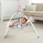 Ingenuity Comfort 2 Go Compact Portable 6-Speed Baby Swing with Music, Folds for Easy Travel-Flora the Unicorn (Pink), 0-9 Months